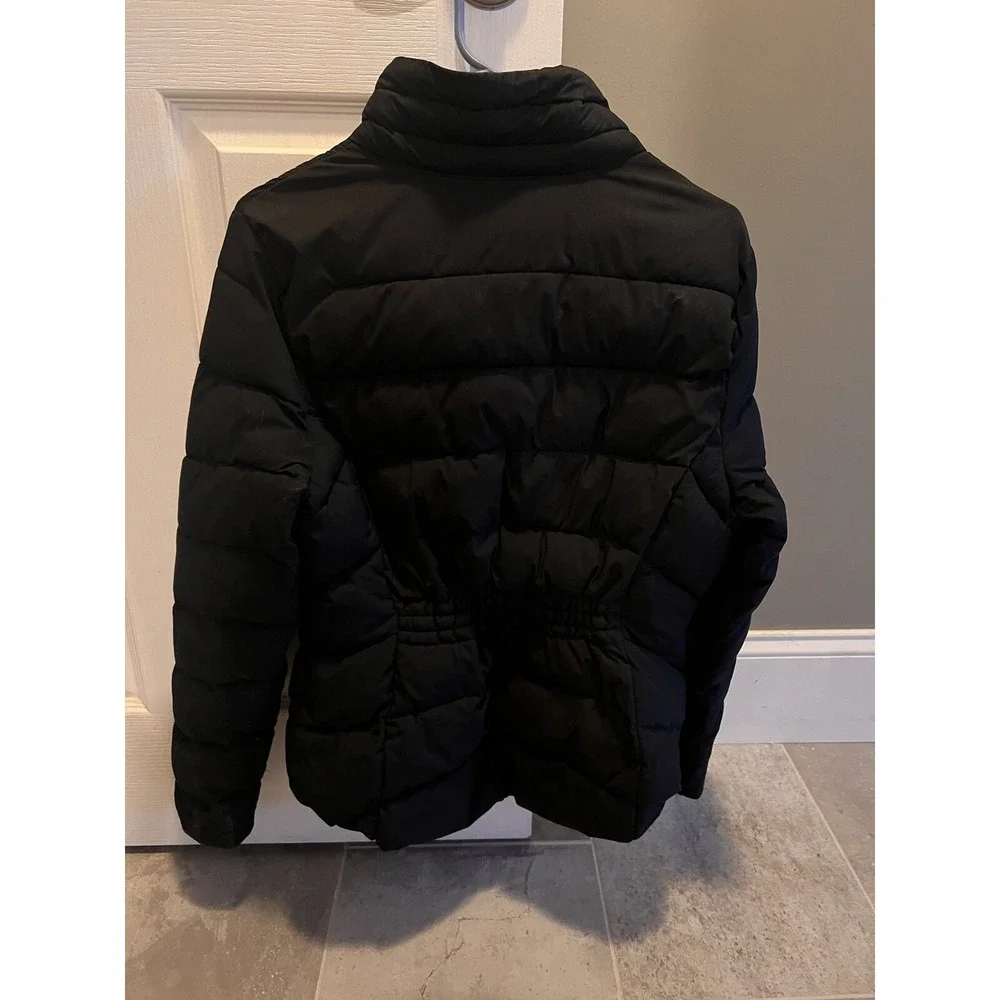 Calvin Klein Juniors Puffer Coat Solid Black  Zip Front Quilted Medium - Picture 2 of 4